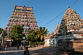 The great Chola temples of Tamil Nadu - The Nataraja temple of Chidambaram. the northern part of the enclosure below the north gopura near the Shivaganga tank.  
